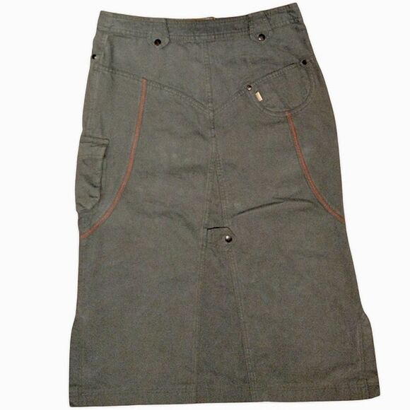 Oilily Green Cargo Pencil Skirt, Size US 8-10 / EU 40, Green with Red Detail - Picture 5 of 9